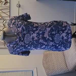Womens blue and pink  paisley print blouse